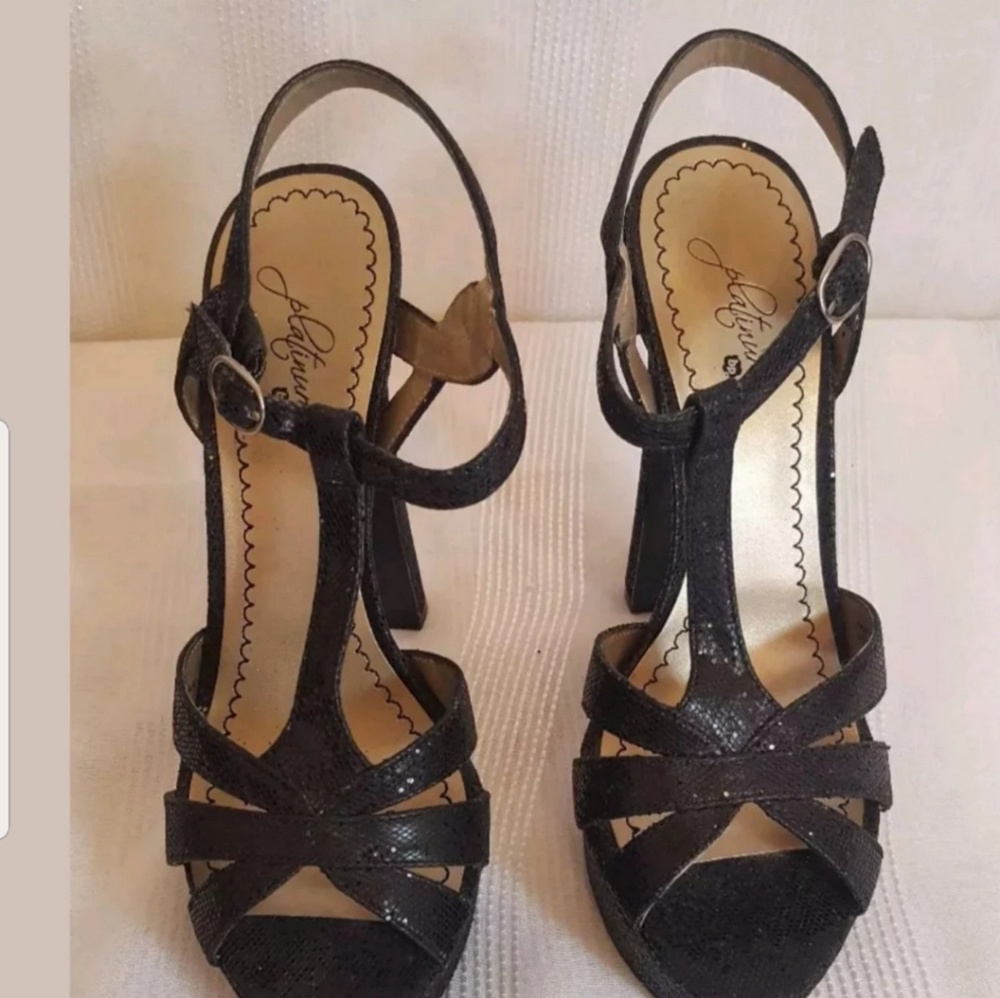 BP Platinum Glow Glitter Strappy Heel